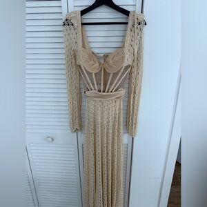 Patbo monstera crochet bustier dress NWT